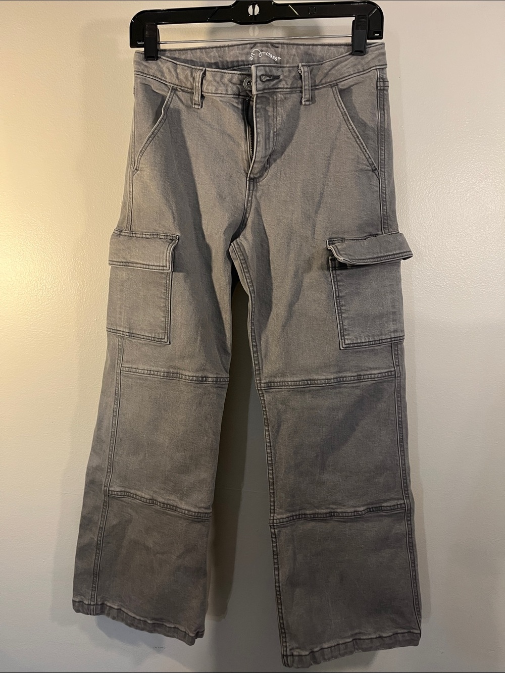 art class Gray Wide-Leg Cargo Jeans with Flap Pockets